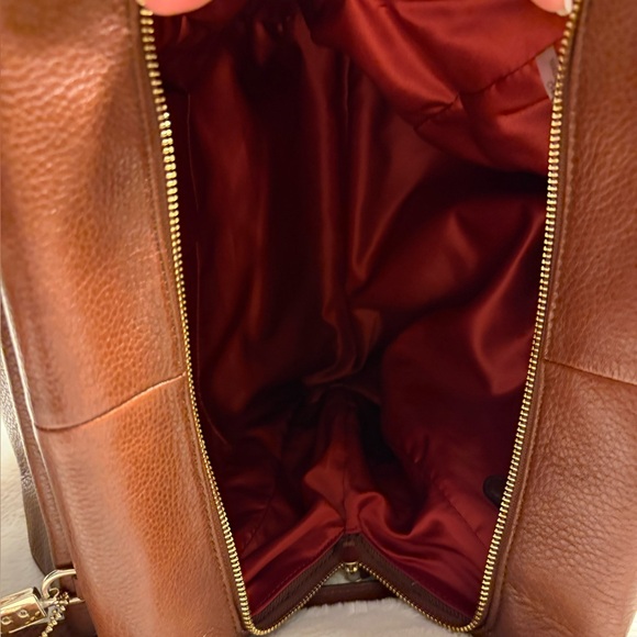 Coach Tan Leather Satchel with Gold Accents - Picture 7 of 10